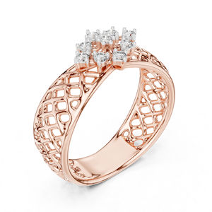 Anillo de Compromiso de Oro Blanco de 14K con Diamante de Corte Redondo para Mujer |   Ropa de Compromiso |   Diamante Cultivado Nuevo - Product Image 4