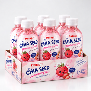 Boisson aromatisée au jus de fraise et aux graines de chia en bouteille 320 ml – Véritables graines de chia riches en fibres – Boisson estivale - Product Image 3