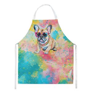 Bouledogue français Hippie Dawg unisexe grand tablier de cuisine multicolore pour la cuisson artisanat jardinage-hommes et femmes adultes - Product Image 1