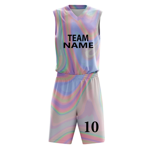 Vente flash - Ensemble de maillots de basket-ball pour hommes de haute qualité, style tendance, nom d'équipe personnalisé, uniforme 100% polyester - Product Image 3