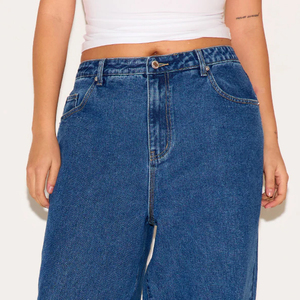 Nueva llegada, pantalones vaqueros holgados personalizados a buen precio para mujer, estilo streetwear, pantalones de mezclilla estilo flare, pantalones oversize para mujer - Product Image 5