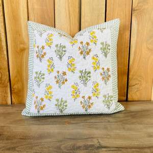 Funda de Cojín Cuadrada Decorativa de Algodón con Estampado a Mano Indio, Acolchada, 40 x 40 cm - Product Image 1