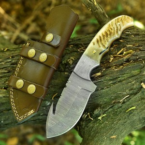 มีดล่าสัตว์/มีดปอกหนัง/มีดตั้งแคมป์  ใบมีดเหล็กดามัสกัสเกรดอุตสาหกรรม  ด้ามเขาแกะ  แบบฟูลแทง  ยี่ห้อ Nordic Forge - Product Image 2