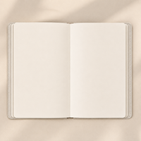 Carnet en cuir vegan beige LABON avec surpiqûres latérales, pages vierges professionnelles et onglet décoratif en cuir
