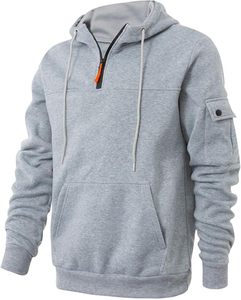 Sweat à capuche gris pour homme, coupe classique, en molleton bouclette, avec poche avant, cordon de serrage à la capuche, style décontracté, respirant, idéal pour l'hiver - Product Image 2