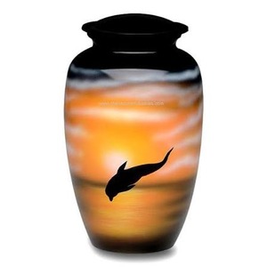 Urna Funeraria Clásica con Paisaje de Atardecer para Cenizas de Adultos, Excelente Calidad, Diseño Decorativo de Mariposas y Campo de Flores - Product Image 2