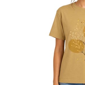 เสื้อยืดคอกลมสีน้ำตาลขี้ม้าพิมพ์ลายดอกไม้สำหรับผู้หญิง ผ้าฝ้าย สไตล์ลำลอง ทรงโอเวอร์ไซส์ ใส่สบายในฤดูร้อน รับผลิตตามแบบ OEM เสื้อผ้าสตรีทแวร์ - Product Image 3