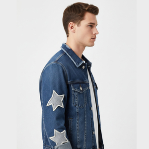 Veste en jean tendance pour femmes et hommes avec motif étoile – Veste en jean décontractée coupe slim pour le streetwear printemps-automne - Product Image 3