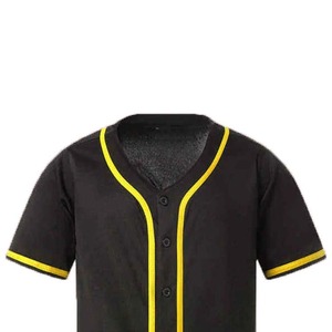 Men Black Yellow Baseball Jersey Set Short Sleeve Button Front White <b>Pants</b> Breathable Anti-Bacterial UV Protection Polyester - Product Image 5