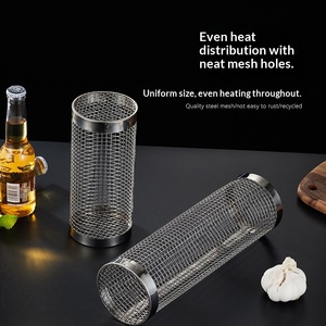 Stainless Steel Grill Cage Rolling Grill Mesh Tube Thickened Outdoor Camping Portable Tool Vegetable Grill Cage Stall - Product Image 3