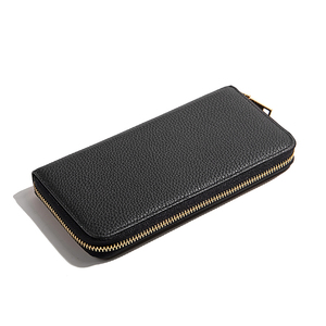 Cartera de Cuero con Cierre, Minimalista, Tipo Clutch para Mujer, Uso Diario, Textura Granulada Negra - Product Image 6