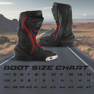 Botas de Motociclismo para Hombre, Botas de Carreras de Cuero Impermeables, con Suela Antideslizante, Botas Largas Impermeables - Product Image 3