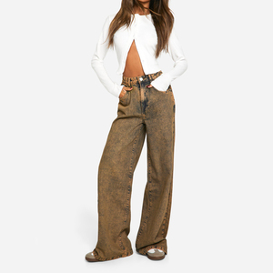 Jeans de Mezclilla para Mujer, Cintura Alta, Corte Recto, Estilo Desgastado, 100% Algodón, Tallas Grandes, Transpirables y Ecológicos, con Logotipo Personalizado, Último Modelo 2026 - Product Image 3