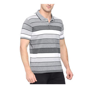 Polo Gris para Hombre, Diseño Multirrayas, Transpirable, de Algodón, Informal, de Manga Corta, para Golf, Tenis, Verano - Product Image 3