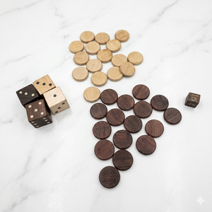 ชุดเกมแบ็คแกมมอนไม้ P ทำด้วยมือ ขัดเงาด้วยไม้ธรรมชาติ เป็นมิตรกับสิ่งแวดล้อม ทนทาน พร้อมชุดหมากและลูกเต๋า สำหรับเล่นที่บ้านหรือพกพา - Product Image 1