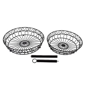 Panier à fruits en métal noir à 2 niveaux, support décoratif en fil métallique, organisateur de comptoir, panier de rangement rustique pour fruits et légumes de cuisine - Product Image 4