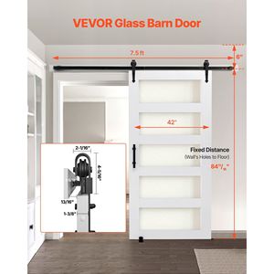 Kit Hardware per Porta Scorrevole in Vetro con Pannello MDF 42 X 84 Pollici, Alta Resistenza, Impermeabile, in PVC, Facile da Installare - Product Image 2