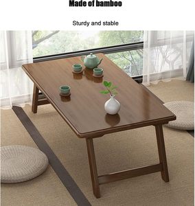 Mesa de estudio minimalista de bambú, escritorio duradero y resistente para el hogar, estudio, trabajo con portátil, lectura, escritura y ahorramiento de espacio en interiores. - Product Image 3