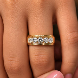 Anillo de Boda de Oro Sólido de 14K al por Mayor, Personalizable, con Diamantes Brillantes Cultivados en Laboratorio, Engaste de Canal, Bañado en Rodio, para Mujer, Fino, para Aniversario - Product Image 2