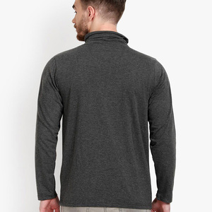 Pull en tricot à col rond pour homme, manches longues, couleur unie, décontracté, 100% coton, 220g, gris, séchage rapide, respirant, uni - Product Image 6