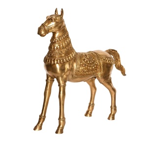 Centre de table en laiton artisanal en forme de cheval, pièce maîtresse pour vitrine de salon et décoration intérieure élégante - Product Image 2