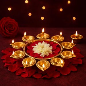 Elegantes Portavelas de Metal Dorado Jaipur Ace para Velas de Té - Cuenco de Hierro Pintado con Diseño Floral para Decoración de Diwali Pooja - Product Image 6
