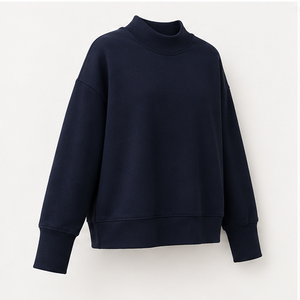Sudadera Personalizada de Cuello Alto para Mujer, Color Índigo Oscuro, Corte Holgado, Manga Larga, Modelo WSS-0010 - Product Image 4