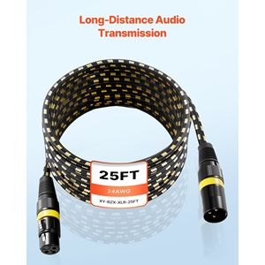 Confezione da 6 Cavi XLR da 7,6 m, Placcati in Oro, a 3 Pin, per Microfono e Altoparlante, Cavi Bilanciati Schermati Maschio-Femmina per Microfoni - Product Image 5