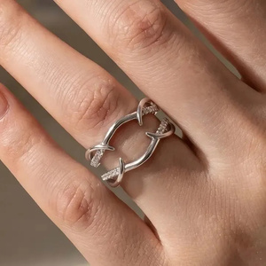 925 Moissanite Diamond Studded <b>Infinity</b> Twist Wedding Band in Sterling Silver Wedding & Engagement Ring for Women's. - Product Image 4
