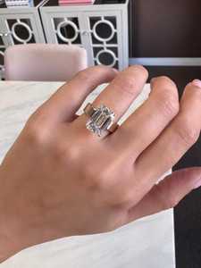 Luxury 5.00CT VS1 Emerald Cut Diamond Solitaire <b>Ring</b> Lab Grown 14K Solid Gold Fine <b>Proposal</b> Charms For Lovers - Product Image 4