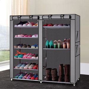 Portatile grigiastro casa con doppia fila armadio Organizer Cabinet con ripiano di stoccaggio - Product Image 2