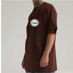 T-shirt à manches courtes coupe ample avec logo personnalisé, 100% coton peigné, t-shirt décontracté uni pour homme - Product Image 1