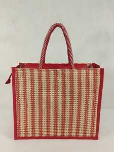 Sac fourre-tout en jute tissé rouge, réutilisable, pour les courses, avec logo personnalisé, style ethnique, sac cadeau - Product Image 1