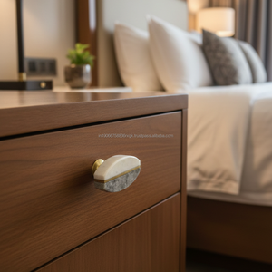 Pomo de Gabinete Minimalista de Mármol Natural y Tirador Ovalado para Cajón con Tornillo de 8 cm |   Herrajes para Muebles de Cocina y Dormitorio de Hotel Dresser - Product Image 2