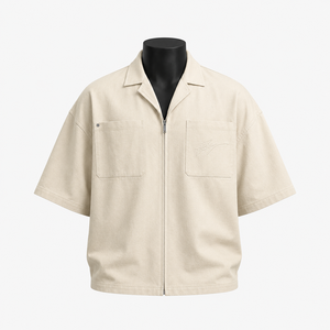 Camisa Casual Personalizada para Hombre, 100% Algodón Twill, Manga Corta, Cierre Completo, Fabricante de Marca Privada ODM, Primavera - Product Image 1
