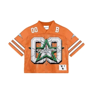 Camiseta de Fútbol de Malla Naranja Sublimada Personalizada para Hombre, Manga Corta, Cuello en V, Transpirable, con Número de Equipo y Diseño Gráfico Impreso en Toda la Superficie - Product Image 1