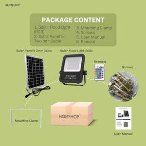 Lámpara Solar de Aluminio para Exteriores Homehop, 80W, 135 LED RGB, Resistente al Agua, con Control Remoto Automático, Batería de 8000mAh - Product Image 6
