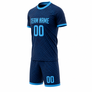 Custom Sublimation Football Kit Blue Geometric Pattern Unisex Sleeveless Elastic Waist Quick Dry <b>Polyester</b> Team Jersey <b>Shorts</b> - Product Image 6
