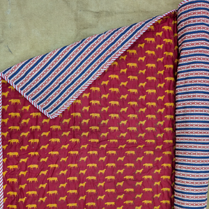 Couette bébé réversible 100% coton indien, toute saison, super douce, imprimée à la main, motif animalier, respectueuse de la peau, durable, 200TC - Product Image 1