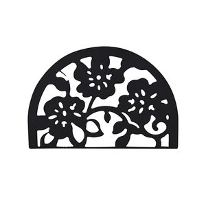 Decorative <b>Black</b> Metal Floral Napkin Holder Stand for Kitchen Dining Table <b>Tissue</b> Organizer - Product Image 2
