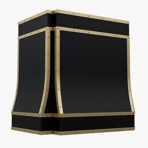 Hotte de cuisine en laiton avec finition noire, design à bordure noire, cheminée de poêle artisanale, hotte murale - Product Image 2