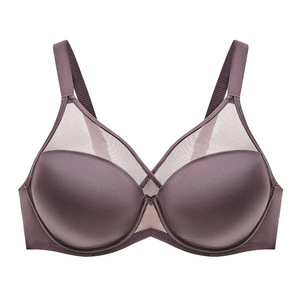 Women's <b>Wire</b>-Free Full Cup <b>Bra</b> Solid Color Adjustable Straps Racerback Closure Comfort-Fit Seamless Knitted - Product Image 3
