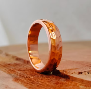 Bague de thérapie magnétique en cuivre pur, motif martelé, bio-énergie, anneau de guérison, bande métallique, soulagement de l'arthrite, article cadeau - Product Image 4