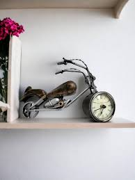 Vintage Royal Bullet Motor Bike with Antique <b>Clock</b>, Rustic Iron Metal - Product Image 5