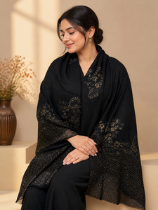 Long Lace and Heavy Stone Work Breathable & Durable Scarf for Women All Seasons Fashion Elegant <b>Shawl</b> <b>Wrap</b> - Product Image 2