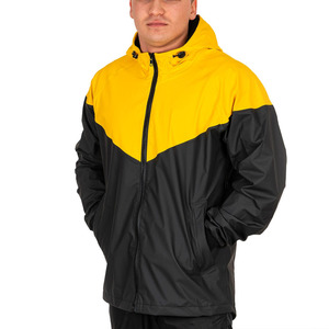 Blouson de motard à capuche pour homme, jaune et noir, imperméable, avec fermeture éclair sur le devant, en polyester, décontracté, pour l'automne - Product Image 3
