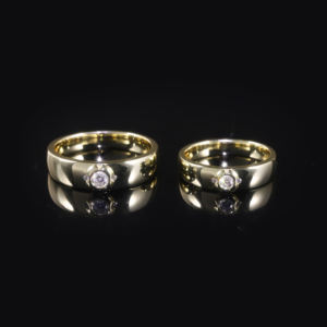 AMBER JEWELS Classique Bagues de mariage Hip Hop en Or massif 14K certifiées IGI, serties de diamants de laboratoire à griffes, unisexes, Or 14K - Product Image 3