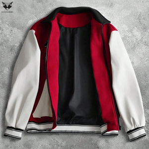 เสื้อแจ็คเก็ตเบสบอลลำลองผู้ชาย สีตัดกัน สไตล์วาร์ซิตี้  รับผลิตตามแบบ OEM แบรนด์สตรีทแวร์ เสื้อแจ็คเก็ตวาร์ซิตี้ - Product Image 2