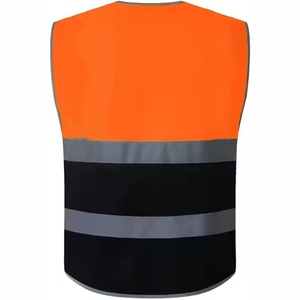 เสื้อกั๊กสะท้อนแสงสีแดงสำหรับฤดูร้อน เสื้อกั๊กนิรภัยสำหรับผู้ชาย ระบายอากาศได้ดี มีกระเป๋าหลายช่อง เสื้อคลุมทำงานแบบมีซิป คอวี สไตล์ลำลอง - Product Image 4