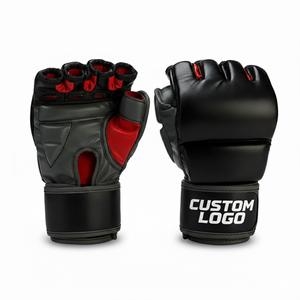 Gants de MMA professionnels en cuir à paume ouverte pour arts martiaux, combats UFC et entraînement – Logo personnalisé - Product Image 2